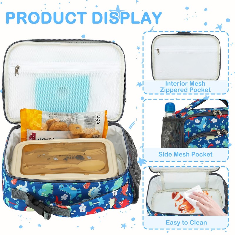 FlowFly Kids Lunch box Insulated Soft Bag Mini Cooer Back