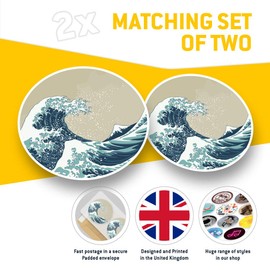 Vinyl Stickers (Set of 2) 7.5cm - Vintage Great Wave Japan Art #2115
