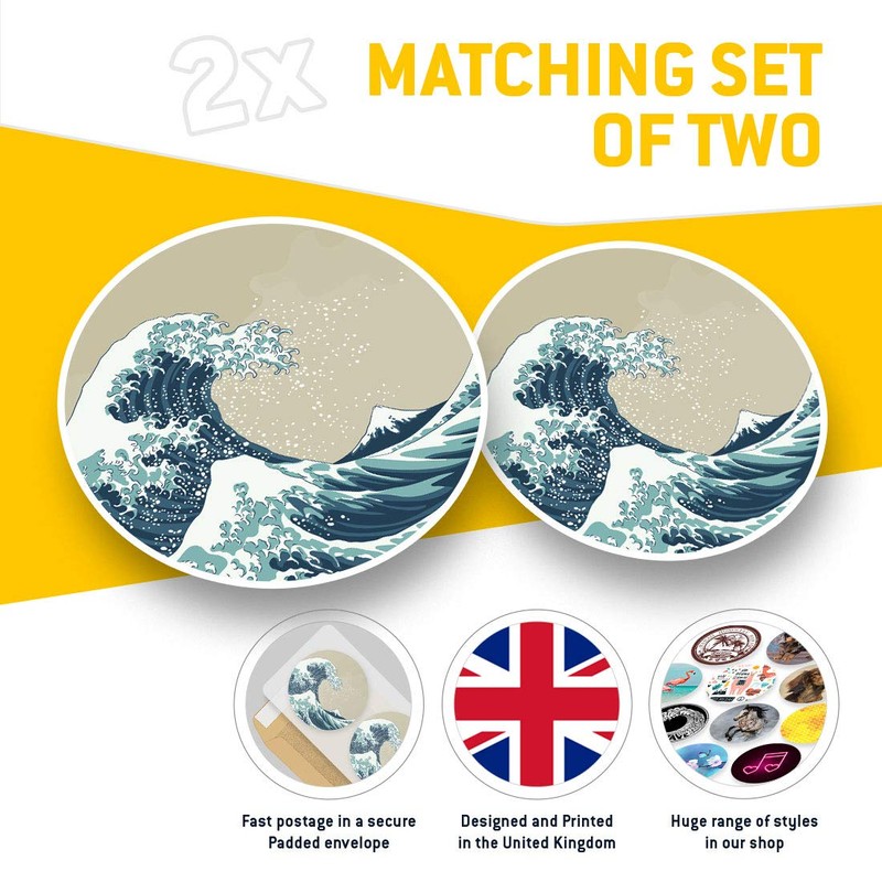 Vinyl Stickers (Set of 2) 7.5cm - Vintage Great Wave
