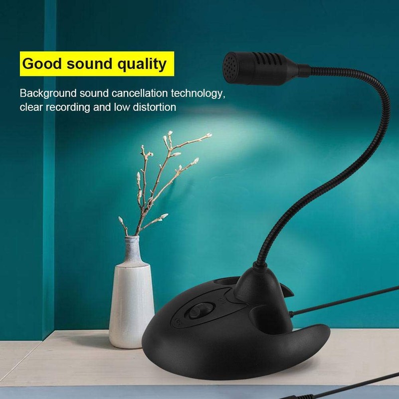 Diyeeni Flexible Dekstop Microphone, Stand Microphone 3.5 mm PC Table