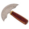 Round Leather Knifes Incisive Blade High Hardness Polished Wooden Handle