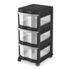 Life Story Classic 3 Shelf Storage Organizer Plastic Drawers, Black
