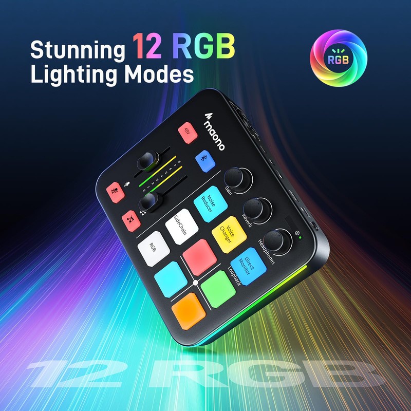 MAONO Audio Mixer for Gaming: Audio Interface with Pro-preamp RGB