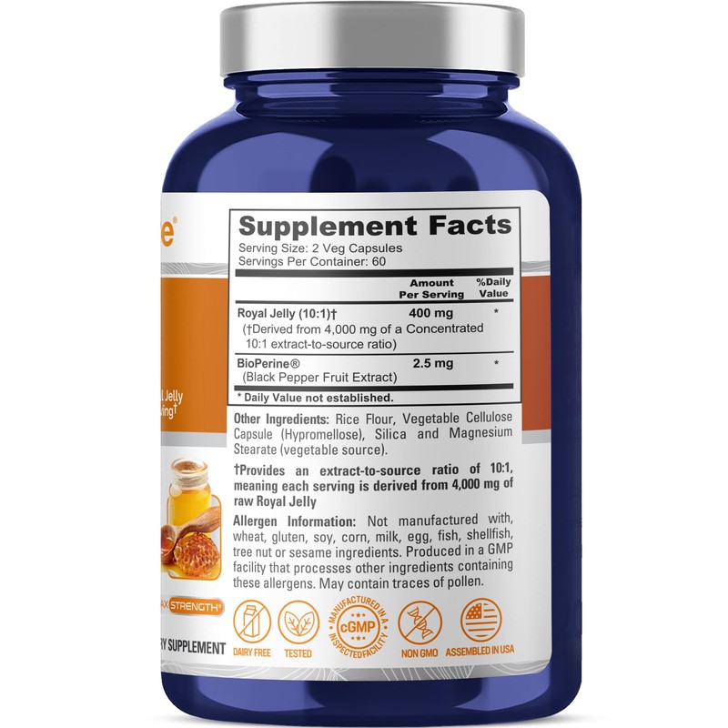 NusaPure Royal Jelly 10:1 Extract, 400 mg Equivalent to 4000mg