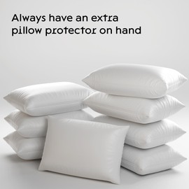 Niagara 8 Pack Waterproof Pillow Protectors King 20x36 Inches Smooth Zipper Premium Encasement Covers Quiet Cases Set White