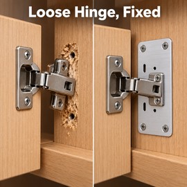 Cabinet Hinge Repair Plates Set of 10 – Stainless Steel Door Hinge Reinforcement Kit with 40 Screws