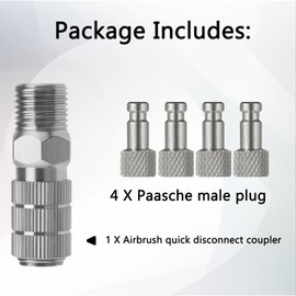 JOYABEST - Kit de conector de acoplamiento rápido para aerógrafo con 4 accesorios macho de 1/8 pulgadas macho para aerógrafo paasche