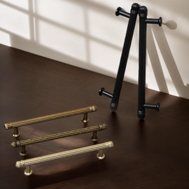 HARPOON 6 Pack Kitchen Cabinet Handles,Vintage Cabinet Bar Pulls,Drawer Handles Classic Home Hardware,5 inch Hole Center Brushed Gold