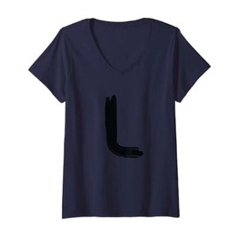 Womens Creative Bold Black Letter L - Design - Alphabet - Marker V-Neck T-Shirt