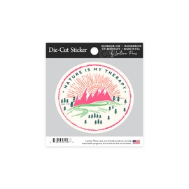 Die Cut Sticker Nature is My Therapy, Green and Pink on Ivory Vinyl Sticker 1 to 3 inches (Waterproof Decal for Cars, Water Bottles, Laptops, Coolers), Small