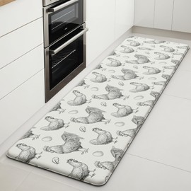 FYATHM Farmhouse Kitchen Mat Rooster Rugs for Kitchen Floor Anti Fatigue Mat for Standing Desk Office Kitchen Floor Mats Non Slip Waterproof for Standing, 17.3"x 59"