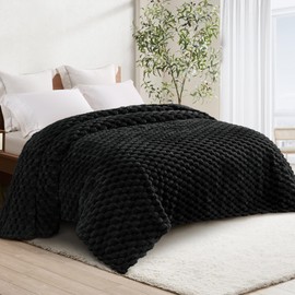 Whale Flotilla King Size Blanket for Bed with Jacquard Pattern, Fuzzy Soft Cozy Exquisite Blankets for All Season, Warm and Fluffy, 90x104 Inch, Black