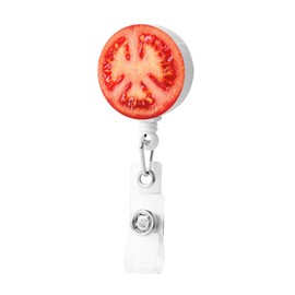 Tomato Retractable Badge -Funny Food Badge Country Clip Holder ID Reel Clip for Lanyards Name ID Card