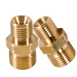 Pack of 2 1/4 Inch Brass Double Nipples, AG 1/4 Inch Lks x AG 1/4 Inch Lks Gas Hose Connector, Hose Connector for Propane Acetylene, DN8 Double Nipple Hose Connector for Air, Water, Fuel, Oil
