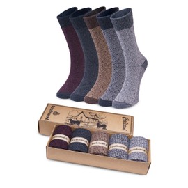 Tafluxe 5 Pairs Lambswool Thermal Socks for Men - Soft, Extra Durable, Winter Socks with a Gift Box - Formal, Casual, Outdoor (Diamond)