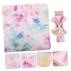 minkissy Gradient Color Swaddle and Headband Set Comfortable Photography Prop Durable Blanket for Newborns Soft and Breathable for Wrapping and Nursing