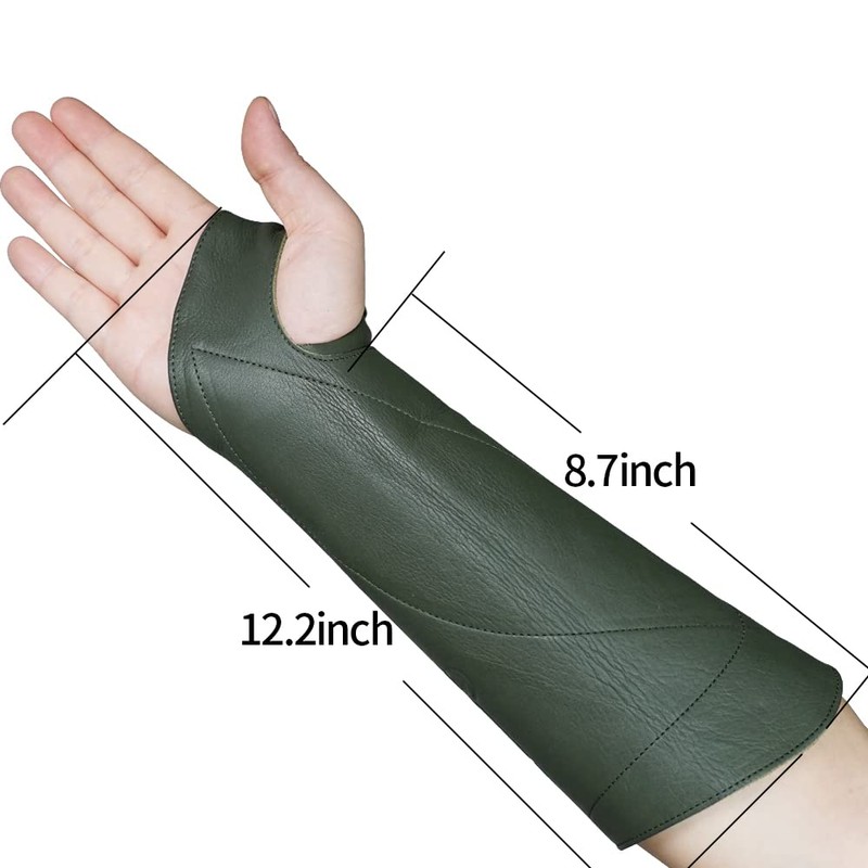 ArcheryMax Handmade Leather Arm Guard Bow Hand shooting Glove (Green,