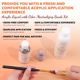 Aokitec Acrylic Liquid with Odor-Neutralizing Beads - 120ml EMA Monomer for Acrylic Nails Non-Yellowing Acrylic Monomer Liquid for Acrylic Powder Low Odor Nail Monomer Set