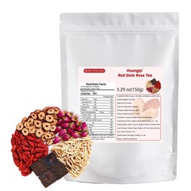 Huangqi Red Jujube Rose Tea Bags 5.29 oz Astragalus Root Dried jujube Double petal red rose Black Sugar Red goji berries Date Rose Combination Flower and Grass Tea150g