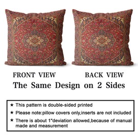 Snylcce Boho Throw Pillow Covers Set of 2 Maroon Antique & Vintage Design, Double-Sided Pattern - 45x45 cm Soft Cushion Covers for Garden Couch, Sofa, Bed - Decorative 18x18 Inch Pillowcases