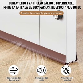 Sebami Guardapolvo para Puerta, Cubre Polvo para Puerta, 100cm Tope de Puerta Aislante Acústico, Burlete Puerta Entrada, Burlete Puerta Exterior e Interior (Marrón)