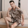 RuanMM Mens Satin Short Sleeve Silky Pajama Bottoms High Quality