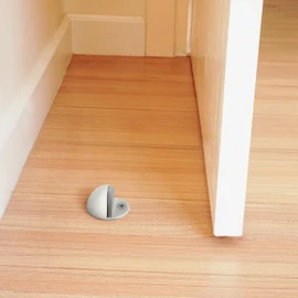 Dome Door Stop Wall Protectors with Rubber Stopper – White Floor Mounted Door Stoppers 5-Pack – Design House, 188334