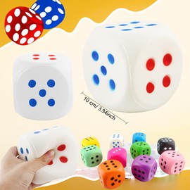 Cotiny 4 Pcs Jumbo Foam Dice Set 4 Inch Large Rounded Edge Playing Dice for Classroom Games Party Activities Kids Learning Math Indoor Outdoor Play (Color Style 3)