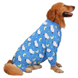 HDE Dog Pajamas One Piece Jumpsuit Lightweight Dog PJs Shirt for M-3XL Dogs Counting Sheep - L