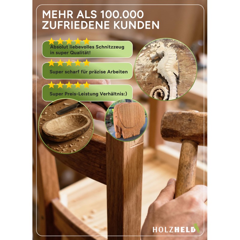HOLZHELD - 6 Piece Woodworking Chisel Set for Hobby Craftsmen