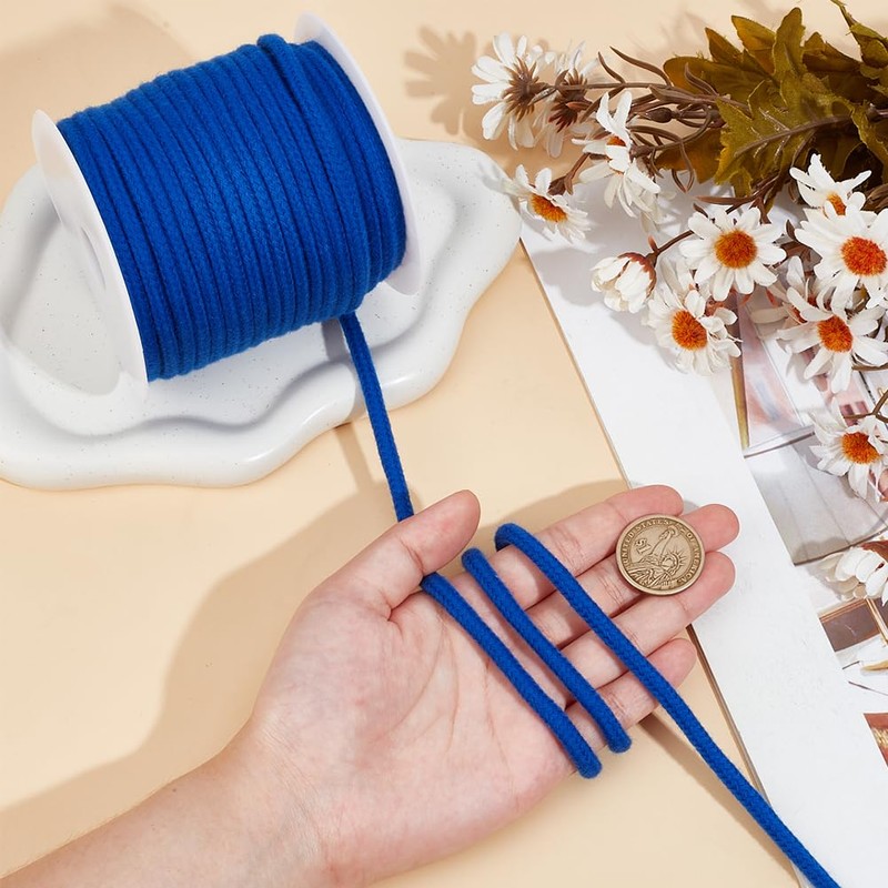 BENECREAT 27 Yard Blue Drawstring Replacement Rope, 6mm Round Cotton