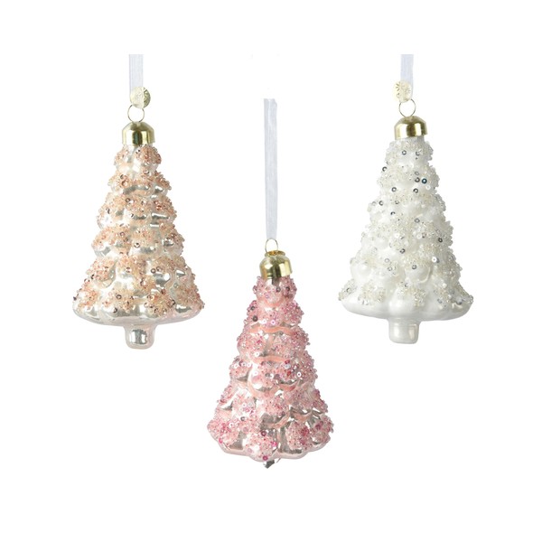 Glass Christmas Tree Decoration, 11.5 cm, Hanging Figure, with Beads