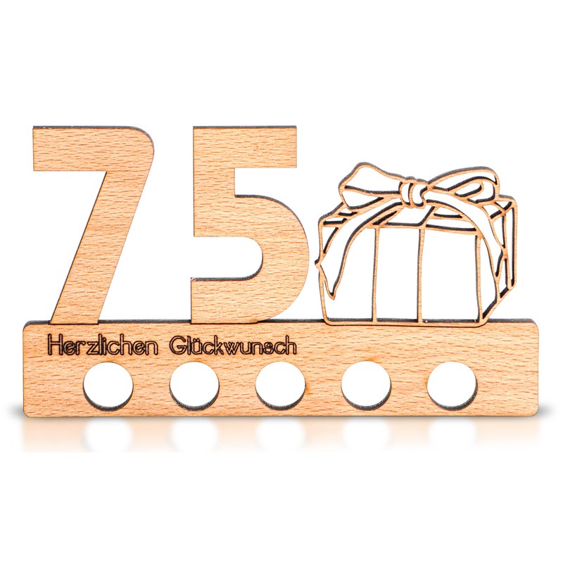 DARO Design - 75th Birthday Money Gift Wooden 75th Anniversary