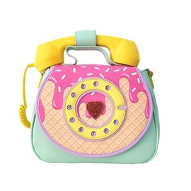 Bewaltz Novelty Handbags, Fun Shape Purse (Ring Ring Phone Convertible Handbag - Ice Cream Dream)