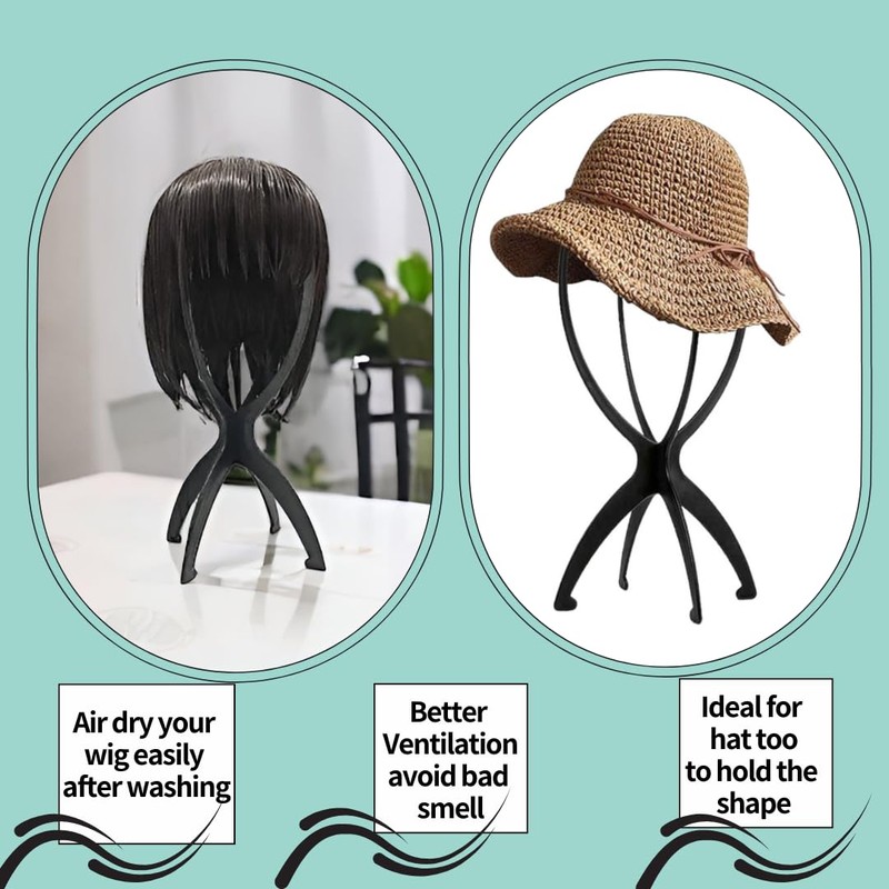nevermindyrhead 2 Pack wig stand 6 Colors. Portable and collapsible,