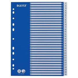Leitz A4 1-31 Index, Heavy Duty Plastic and Cardboard, Blue/White