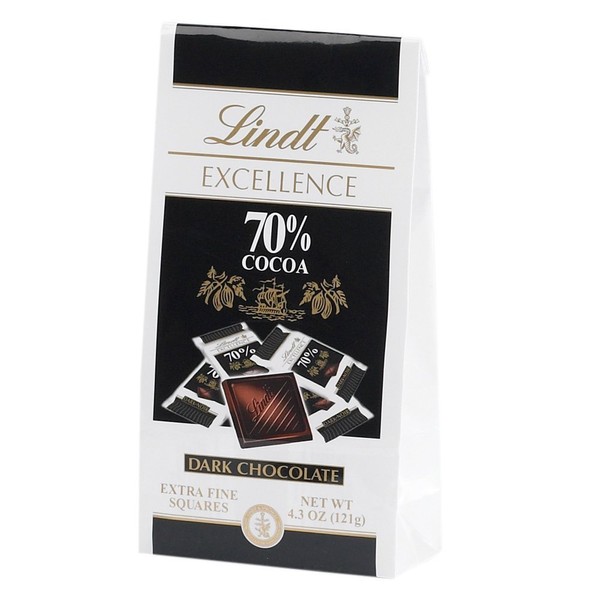 Lindt Excellence Dark Chocolate 70% Cocoa, 4.3-Ounce Packages (Pack of 4)