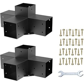 Woodworks Pergola pergola Brackets 4-Way Right Angle Corner Bracket DIY Elevated Wood Stand 2PACK with Screws for 4x4 (Actual: 3.5x3.5 Inch) Lumber Pergola Gazebo