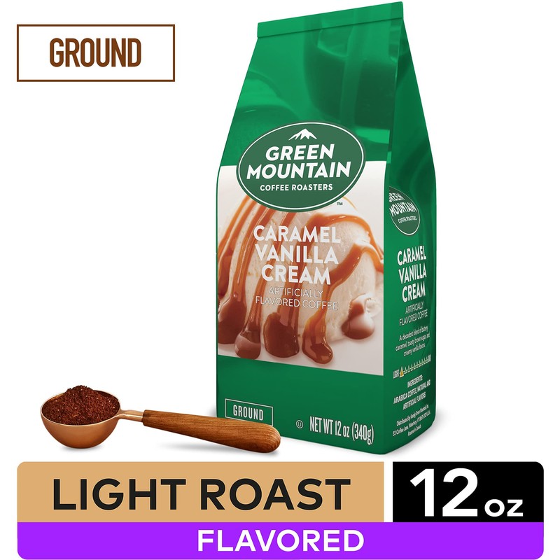 Green Mountain Coffee Roasters, Caramel Vanilla Cream, Ground Flavored Coffee,