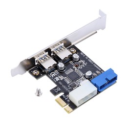 USB 3.0 Express Card, Richer-R PCI-E to USB 3.0 Expansion Card Adapter with 20 Pin Interface, High Speed 2 Ports USB 3.0 Card PCIe Express Interface Card with Windows XP 32/64 Windows 7 etc