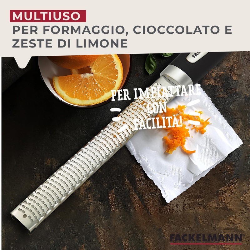 Fackelmann Grattugia lunga per formaggio, grattugia manuale per limoni, agrumi,