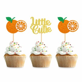 Paquete de 30 adornos dorados para cupcakes, diseño de flores, color naranja