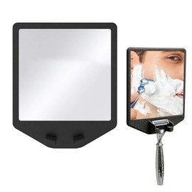 YNNHUDEEP Specchio da doccia, 17 x 14 cm, autoadesivo, anti-appannamento, senza foratura, da incollare, per doccia, bagno, rasatura e trucco, impermeabile, nero
