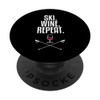 Ski Wine Repeat - Red Wine Glass & Ski Poles