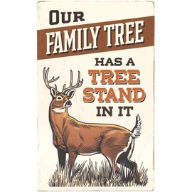 Deer Hunting Wood Wall Decor - Our Family Tree Has a Tree Stand In It - Vintage Hunting Sign for Lodge, Man Cave, or Garage