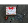 RareLove Green Christmas Cactus Earrings with Red Sant Hat Drop