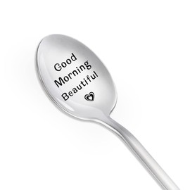Gifts for Wife Girlfriend from Husband Boyfriend - Good Morning Beautiful Coffee Spoons for Women Anniversary Christmas Presents for Sister Besties