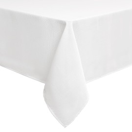 smiry Linen Table Cloth Rectangle 140x180 cm Wipe Clean Tablecloth Water Resistant Table Cover for Kitchen, Party Decorations - White