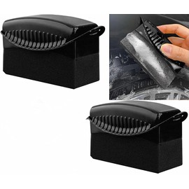 Walquicks 2Pcs Car Wheel Waxing Sponge Tire Shine Applicator, Tire Shine Sponge Pad Tire Shine Applicator, with Case Auto Tyre Cleaning Pad, for Tire Dressing Applicator Car Tire Shine Applicator