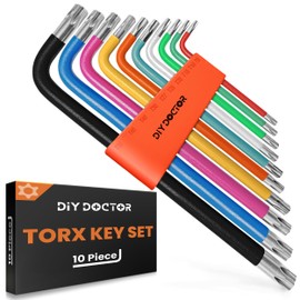 DIY Doctor 9-Piece Torx Key Set - 9 Sizes (T10, T15, T20, T25, T27, T30, T40, T45, T50) Torx Set with Holes on Both Ends - Star Allen Key Set for Home & Pro Use - Star Key Set for DIY